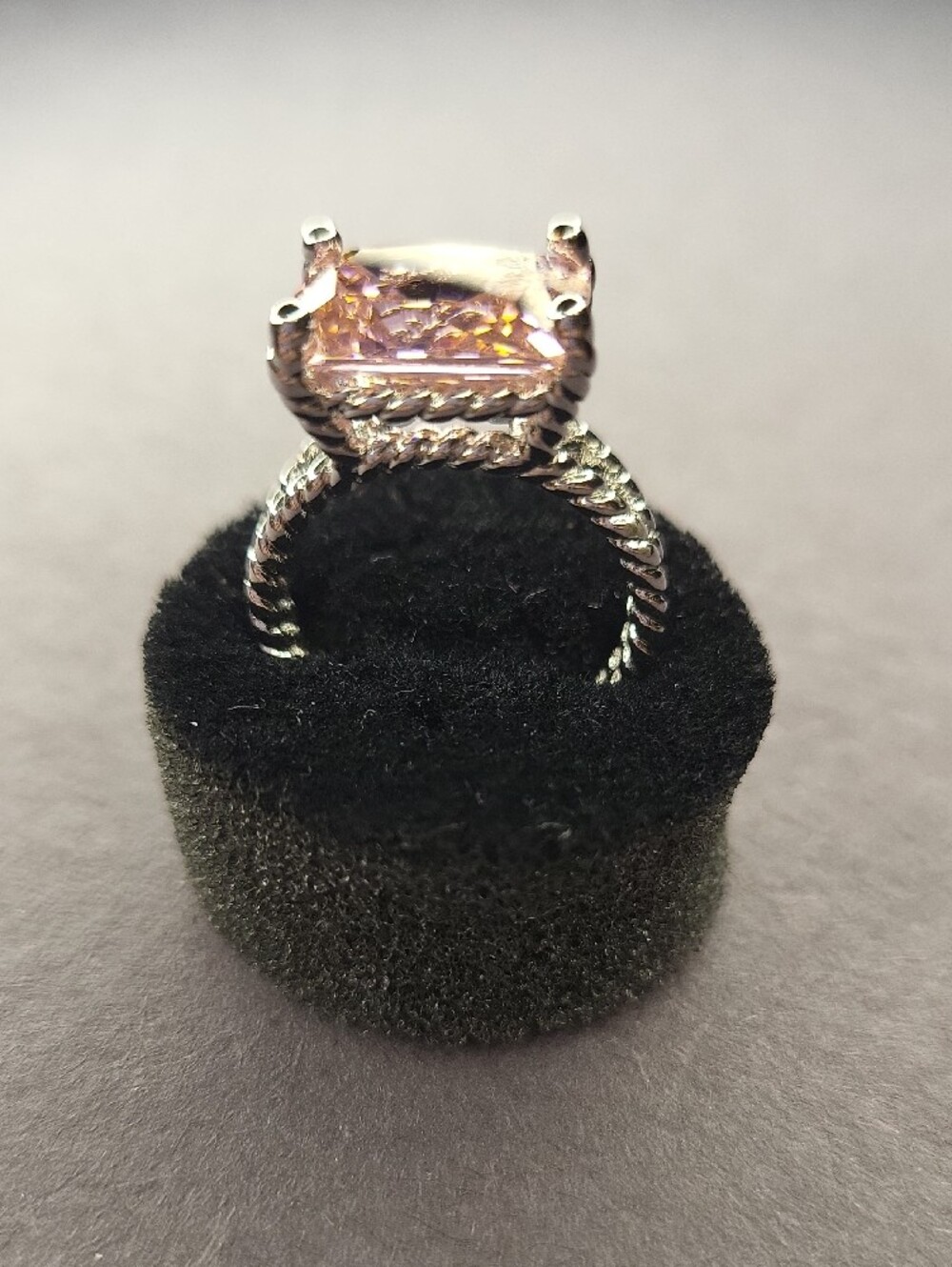 Square Cut Pink Gemstone Ring - Picture 2 of 4